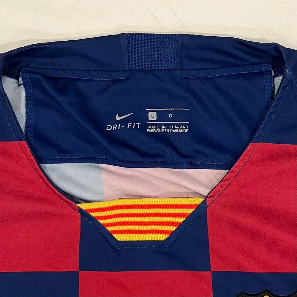 Lionel Messi FC Barcelona Nike Men's Red/Blue Checkered 2019 Home Jersey SZ L